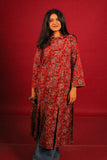 Dark Maroon Floral Umbrella Kurti
