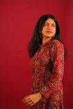 Dark Maroon Floral Umbrella Kurti