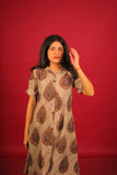 Beige Textured Kalamkari Buta Kurti