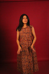 Maroon Vine Kalamkari Long Kurti