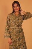 Moss Green Vine Shirt Dress