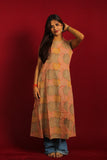 Blush Pink Kalamkari Halter Neck Long Kurti