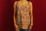 Rust Red Kalamkari Strap Short Kurti
