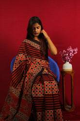 The Geometric Terracotta Cotton Saree