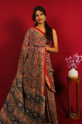 The Rich Crimson Floral Cotton Saree