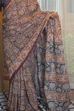 Earthy Maroon Handcrafted Kalamkari Cotton Saree