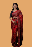 Royal Ajrakh Modal Silk Red Saree