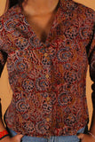 Earthy Floral Kalamkari Crop Shirt