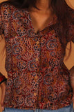 Earthy Floral Kalamkari Crop Shirt