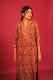 Crimson Kantha Work Straight Kurti