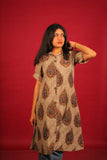 Beige Textured Kalamkari Buta Kurti