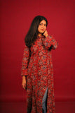 Dark Maroon Floral Umbrella Kurti