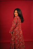 Dark Maroon Floral Umbrella Kurti