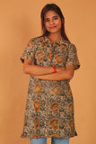 Ochre Lotus Collared Shirt Kurti