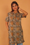 Ochre Lotus Collared Shirt Kurti