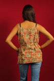 Rust Red Kalamkari Strap Short Kurti