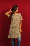 Beige Kalamkari A-Line Short Kurti