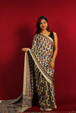 The Ivory Ajrakh Modal Silk Saree
