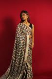 The Ivory Ajrakh Modal Silk Saree