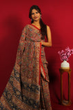 The Rich Crimson Floral Cotton Saree