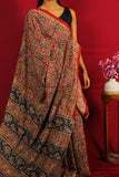 The Rich Crimson Floral Cotton Saree