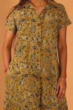Olive Lotus Collared Shirt Kurti