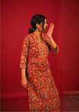 Crimson Kantha Work Straight Kurti